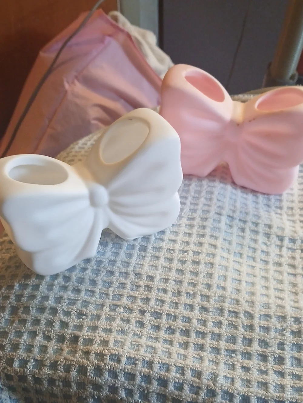 Pink and White Bow  Holders for All - Cute Bow Design